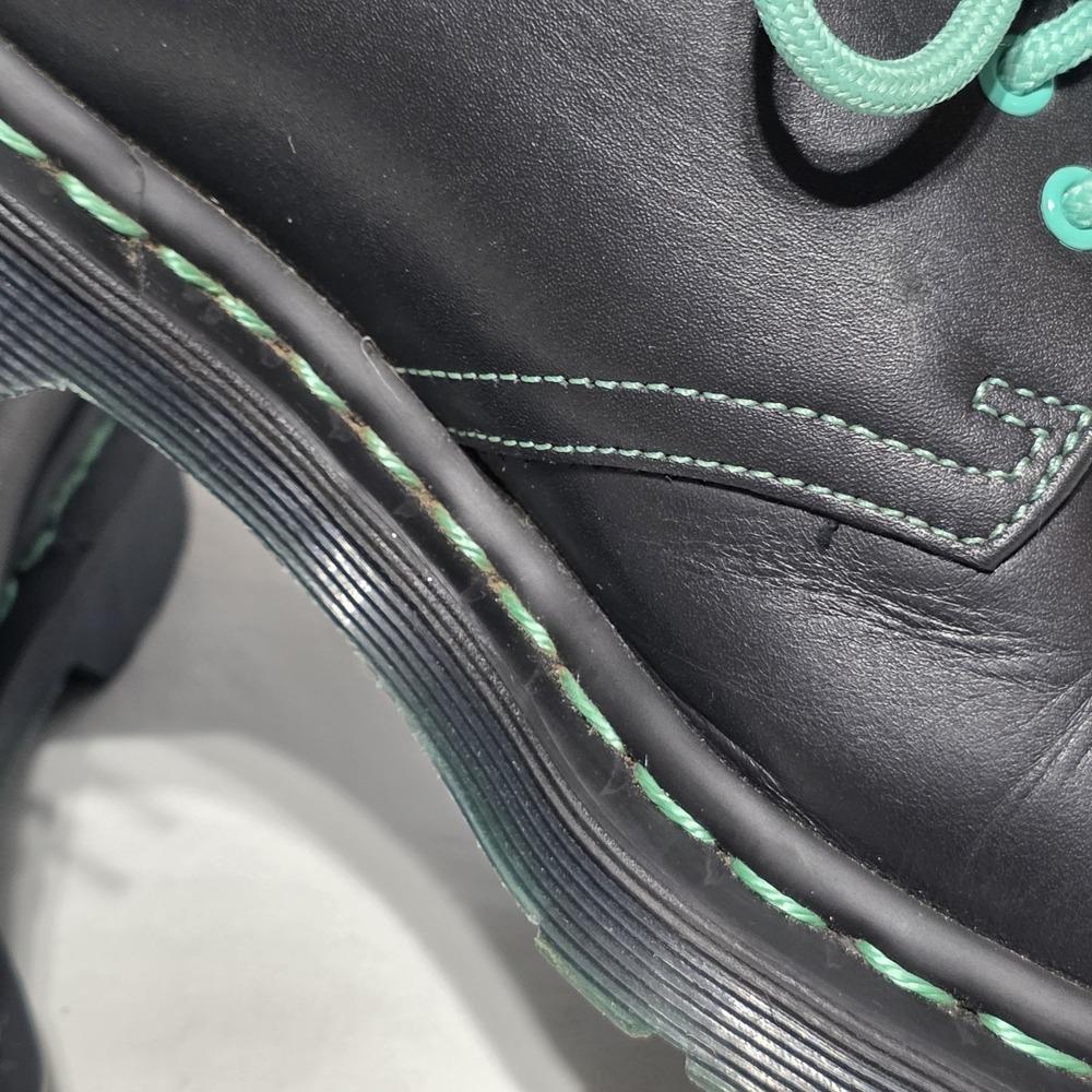 Dr. Martens 1461 Black/Green Leather Lace-Up Shoes Green Laces - Picture 6 of 14